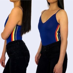 Blue Rainbow Side Stripe Cami Bodysuit